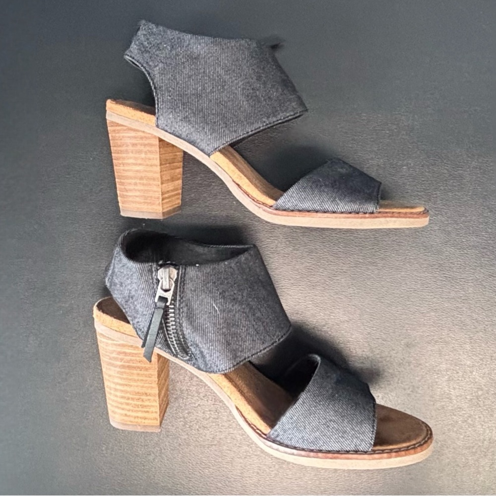 NWOT TOMS Majorca Cutout Sandals Black Denim Women's Size 5.5 - Picture 9 of 13